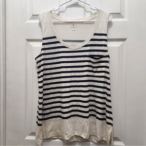 Lou & Grey Supima Cotton Navy & White Striped Softserve Slub Pocket Tank Top